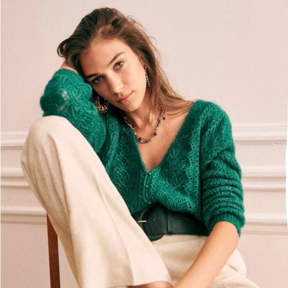 Sezane Lison Jumper in Emerald Green Size Medium